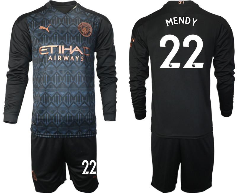 2020-21 Manchester city away 22# MENDY black long sleeve soccer jerseys