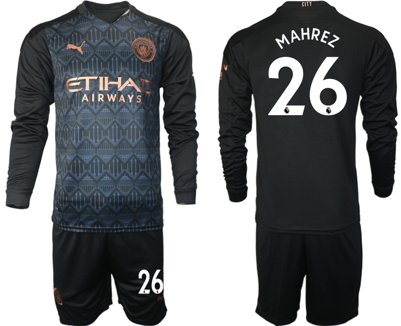 2020-21 Manchester city away 26# MAHREZ black long sleeve soccer jerseys