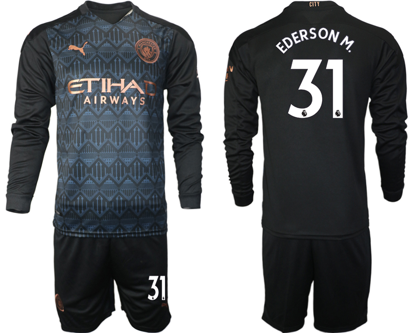 2020-21 Manchester city away 31# EDERSONM. black long sleeve soccer jerseys