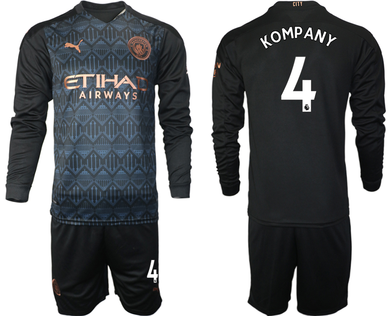 2020-21 Manchester city away 4# KOMPANY black long sleeve soccer jerseys