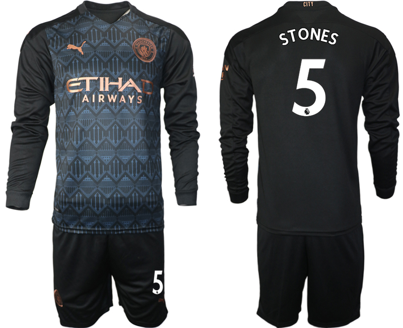 2020-21 Manchester city away 5# STONES black long sleeve soccer jerseys