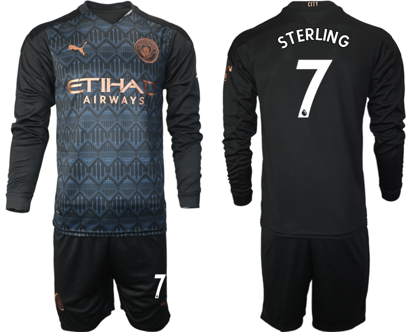 2020-21 Manchester city away 7# STERLING black long sleeve soccer jerseys