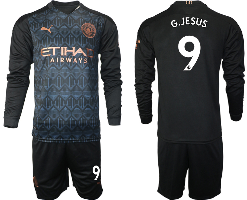 2020-21 Manchester city away 9# G.JESUS black long sleeve soccer jerseys