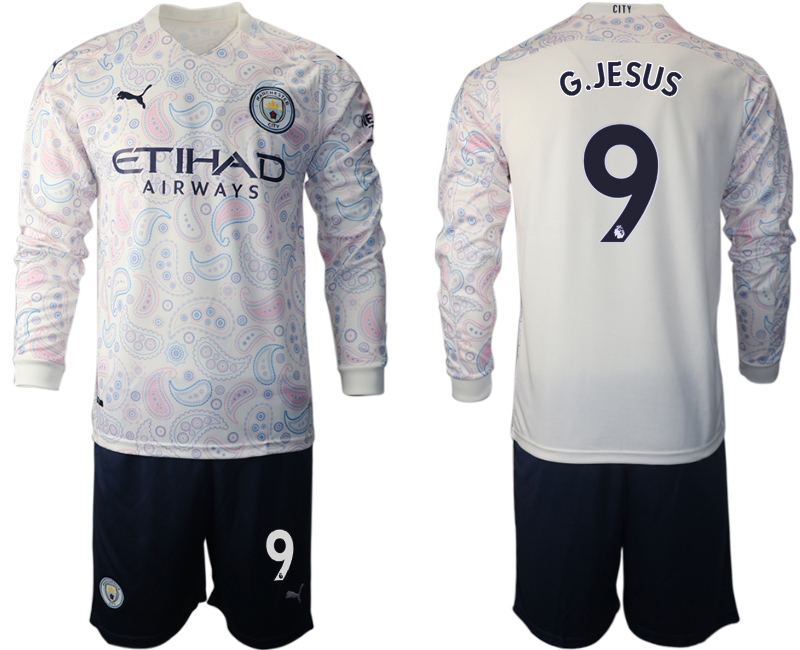 2020-21 Manchester city away 9# G.JESUS long sleeve soccer jerseys