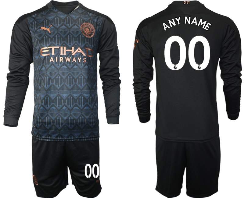 2020-21 Manchester city away any name black custom long sleeve soccer jerseys