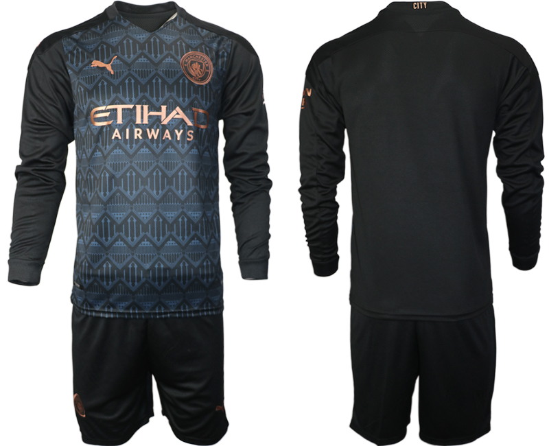 2020-21 Manchester city away black long sleeve soccer jerseys