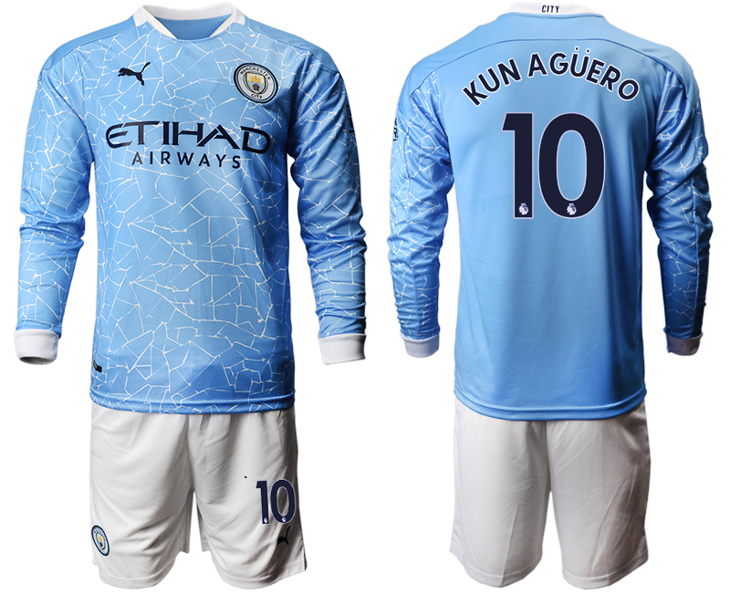 2020-21 Manchester city home 10# KUNAGUERO long sleeve soccer jerseys