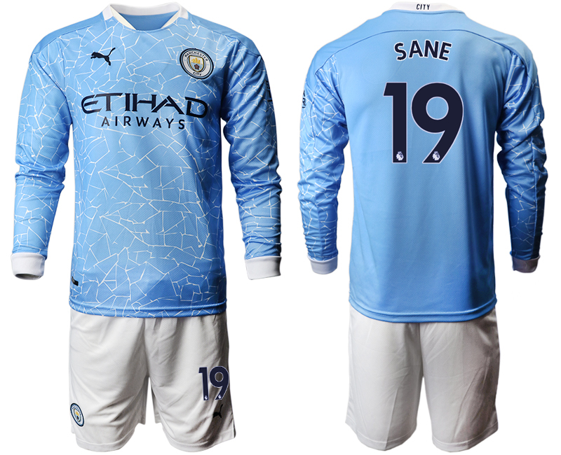 2020-21 Manchester city home 19# SANE long sleeve soccer jerseys