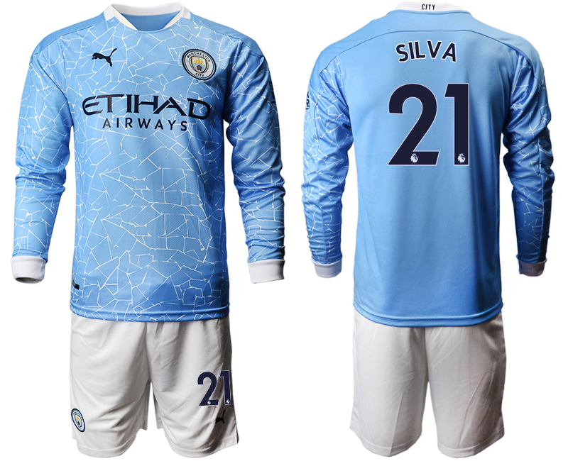 2020-21 Manchester city home 21# SILVA long sleeve soccer jerseys