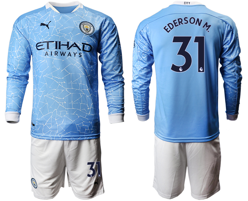 2020-21 Manchester city home 31# EDERSONM. long sleeve soccer jerseys