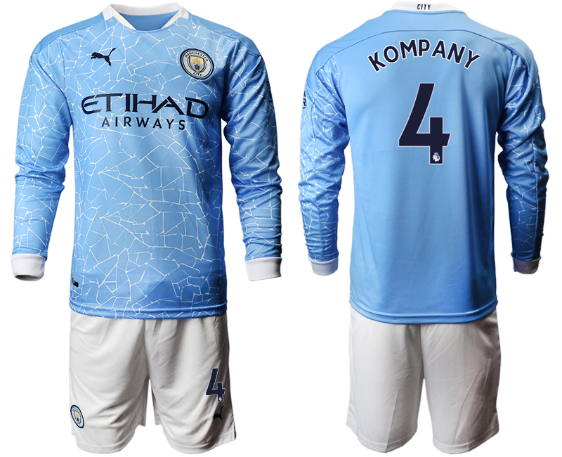 2020-21 Manchester city home 4# KOMPANY long sleeve soccer jerseys