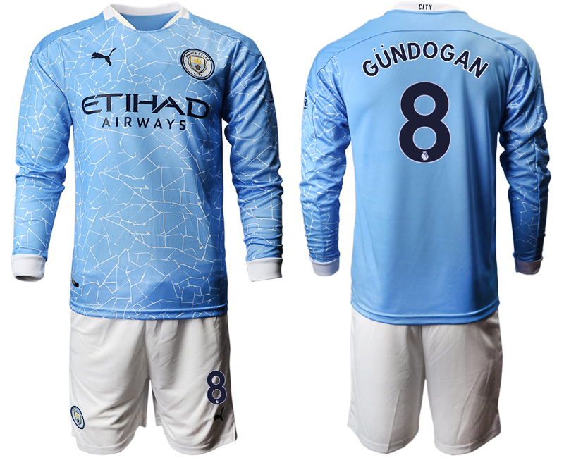 2020-21 Manchester city home 8# GUNDOGAN long sleeve soccer jerseys