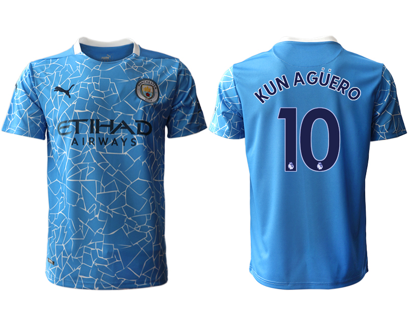 2020-21 Manchester city home aaa version 10# KUN AGUERO soccer jerseys