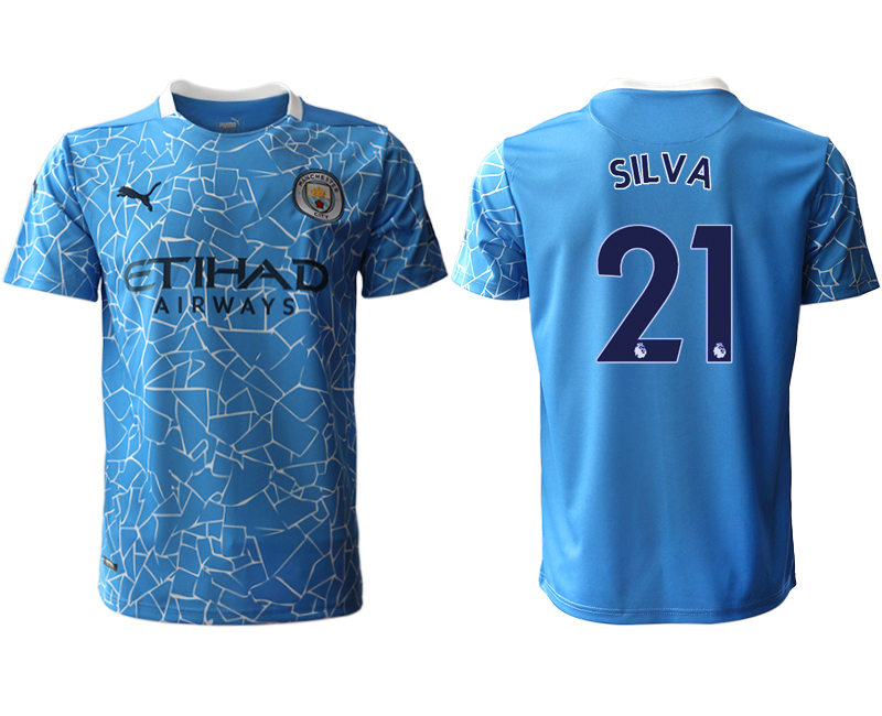 2020-21 Manchester city home aaa version 21# SILVA soccer jerseys