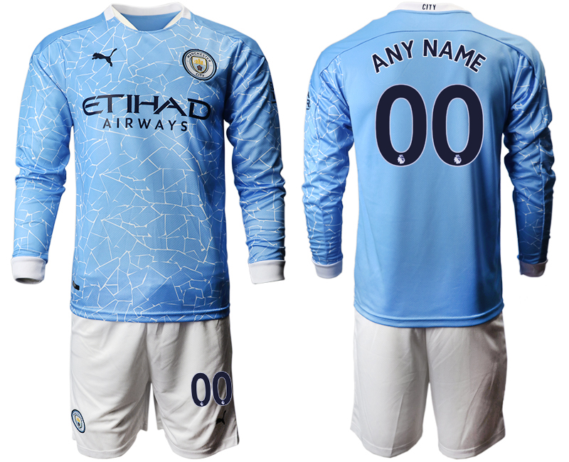 2020-21 Manchester city home any name custom long sleeve soccer jerseys