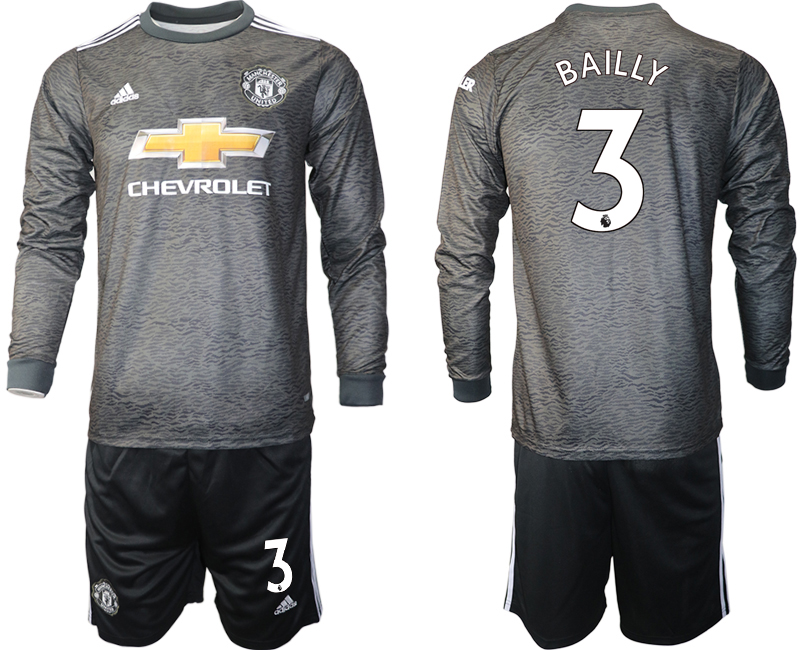 2020-21 Manchester united away 3# BAILLY long sleeve soccer jerseys