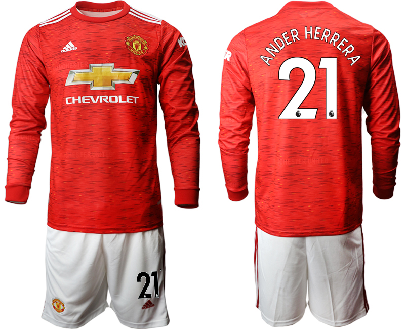 2020-21 Manchester united home 21# ANDER HERRERA long sleeve soccer jerseys