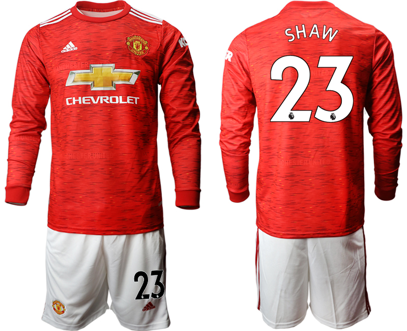 2020-21 Manchester united home 23# SHAW long sleeve soccer jerseys