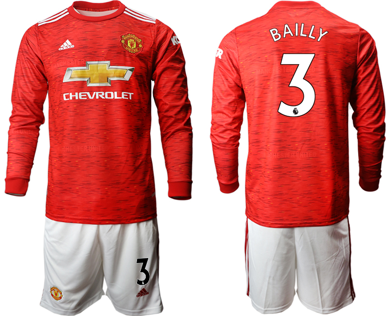 2020-21 Manchester united home 3# BAILLY long sleeve soccer jerseys