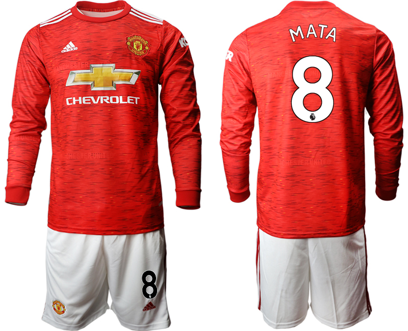 2020-21 Manchester united home 8# MATA long sleeve soccer jerseys