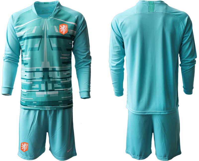 2020-21 Netherlands lake blue goalkeeper long sleeve soccer jerseys