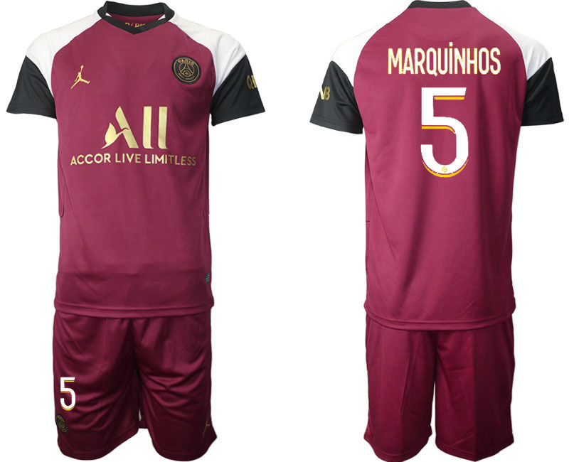 2020-21 Paris Saint Germain away  5# MARQUINHOS soccer jerseys