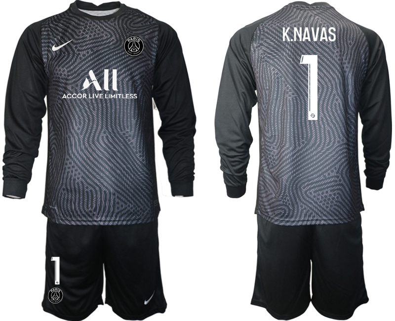 2020-21 Paris Saint-Germain black goalkeeper 1# K.NAVAS long sleeve soccer jerseys