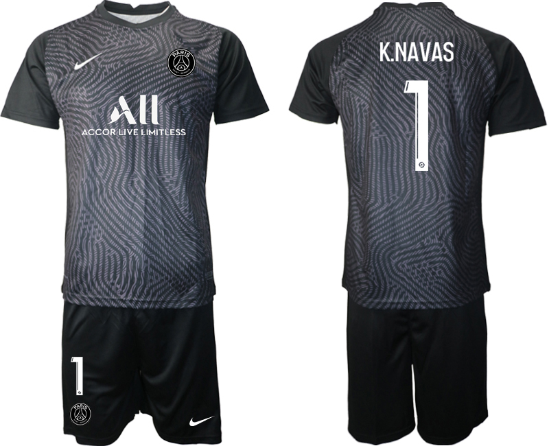 2020-21 Paris Saint-Germain black goalkeeper 1# K.NAVAS soccer jerseys