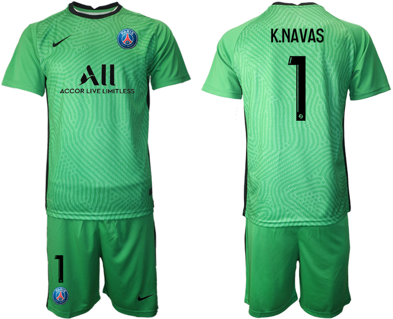 2020-21 Paris Saint-Germain green goalkeeper 1# K.NAVAS soccer jerseys