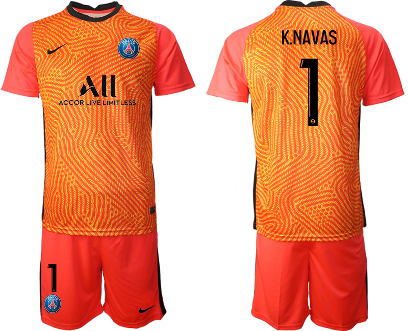 2020-21 Paris Saint-Germain red goalkeeper 1# K.NAVAS soccer jerseys