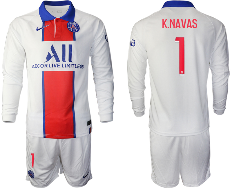 2020-21 Paris St Germain away 1# K.NAVAS long sleeve soccer jerseys