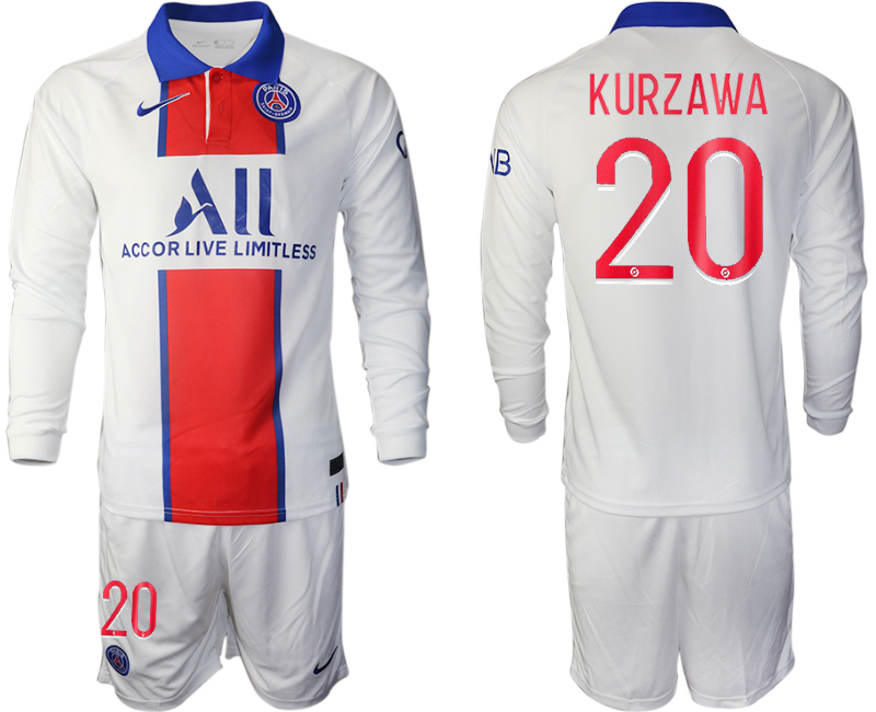 2020-21 Paris St Germain away 20# KURZAWA long sleeve soccer jerseys