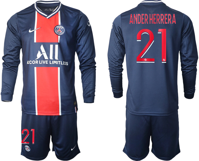 2020-21 Paris St Germain home 21# ANDERHERRERA long sleeve soccer jerseys