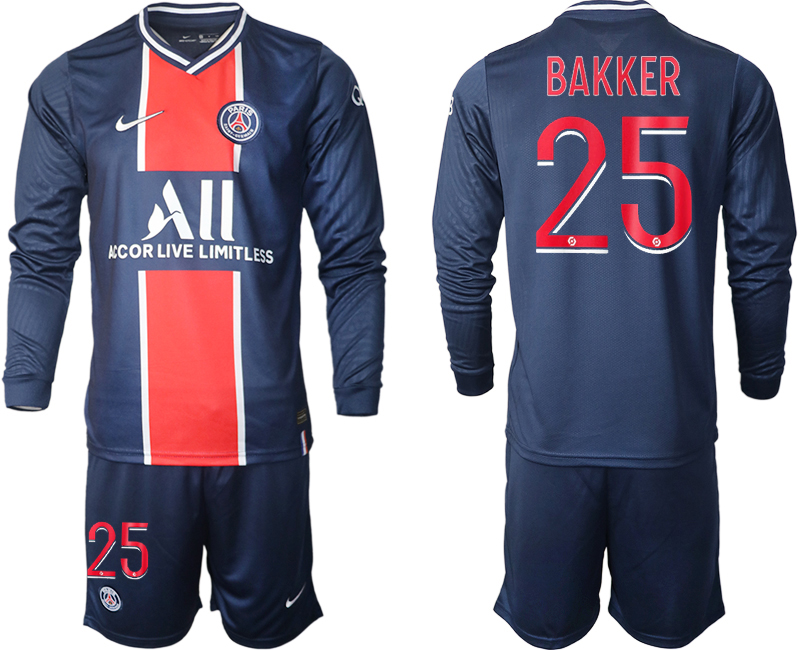 2020-21 Paris St Germain home 25# BAKKER long sleeve soccer jerseys