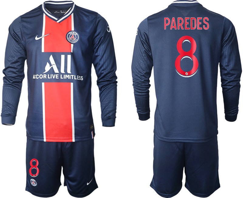 2020-21 Paris St Germain home 8# PAREDES long sleeve soccer jerseys