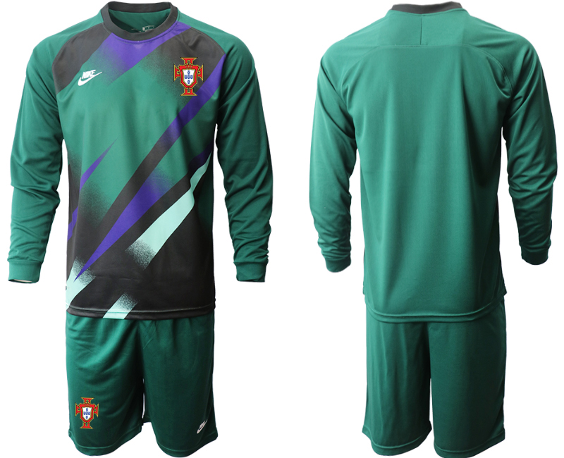 2020-21 Portugal Dark green goalkeeper long sleeve soccer jerseys