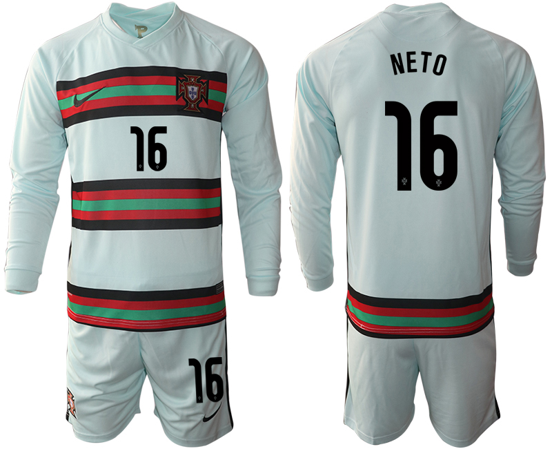 2020-21 Portugal away 16# NETO long sleeve soccer jerseys