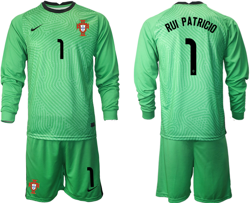 2020-21 Portugal green goalkeeper 1# RUI PATRICIO long sleeve soccer jerseys