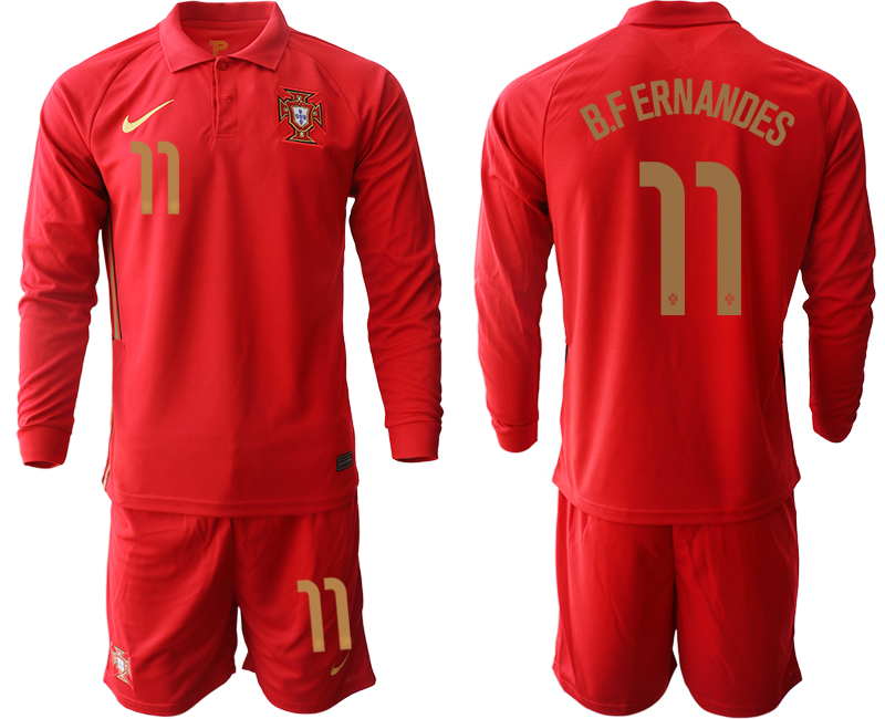 2020-21 Portugal home 11# B.FERNANDES long sleeve soccer jerseys