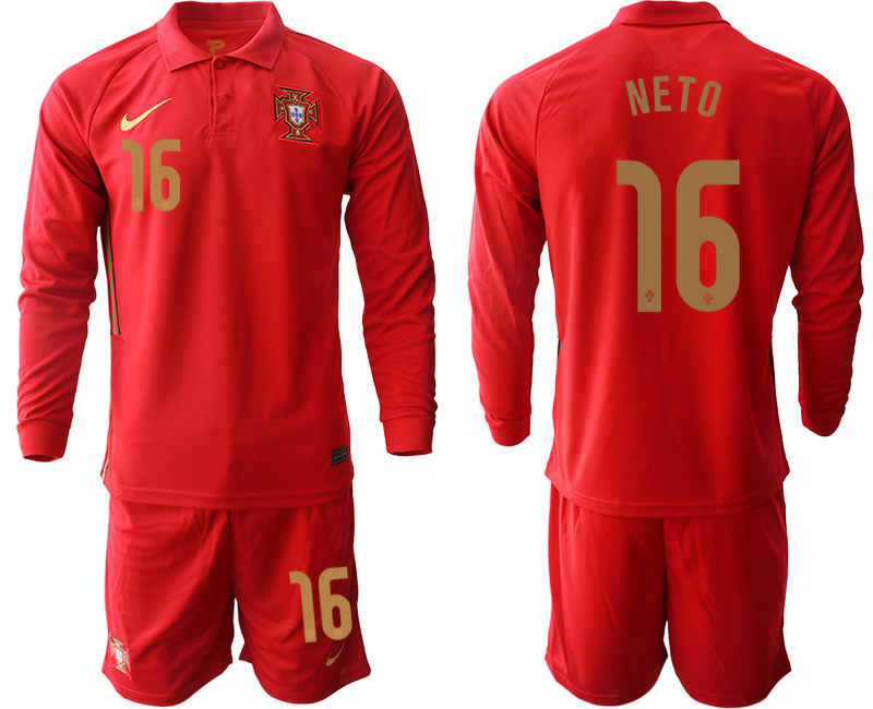 2020-21 Portugal home 16# NETO long sleeve soccer jerseys