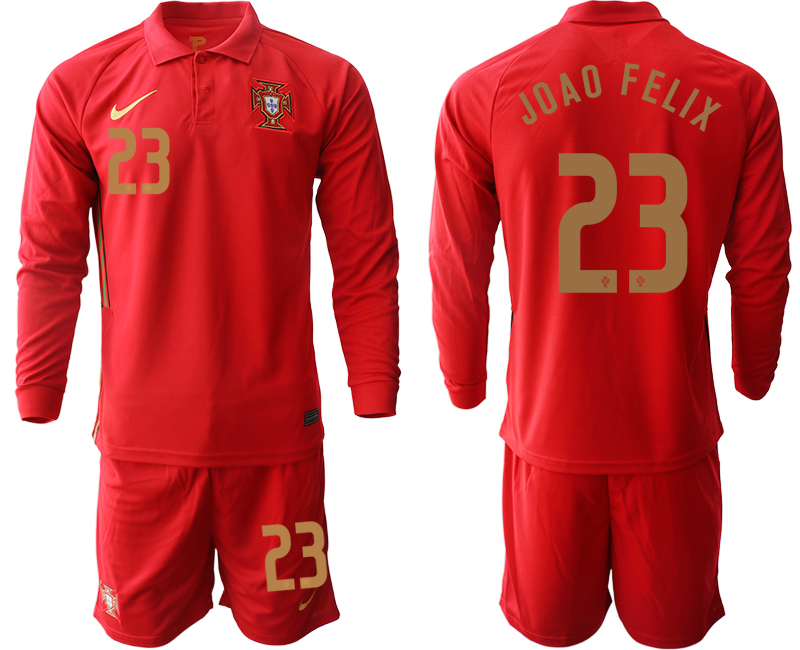 2020-21 Portugal home 23# JOAO FELIX long sleeve soccer jerseys