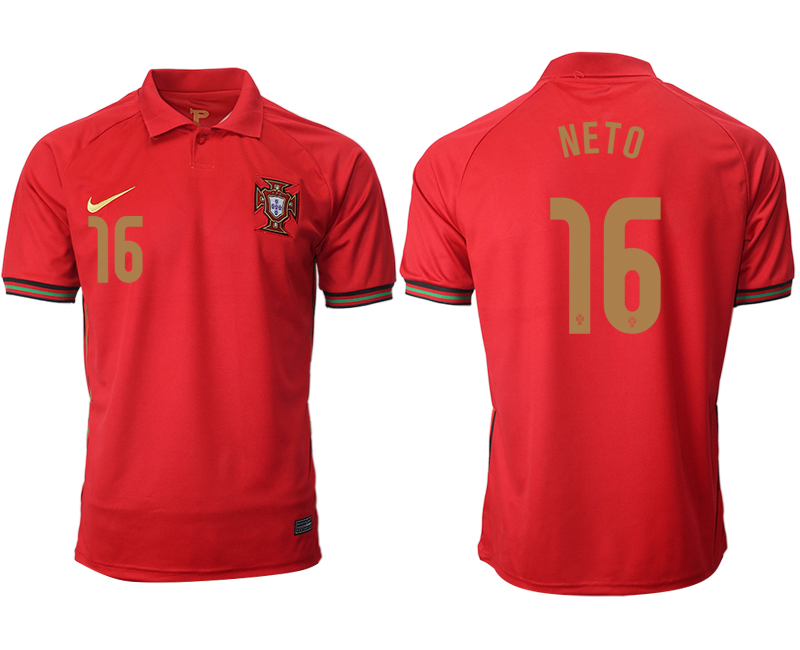 2020-21 Portugal home aaa version 16# NETO soccer jerseys