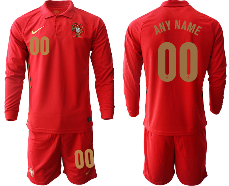 2020-21 Portugal home any name custom long sleeve soccer jerseys