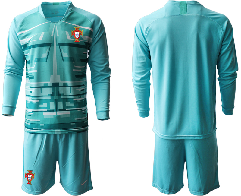 2020-21 Portugal lake blue goalkeeper long sleeve soccer jerseys