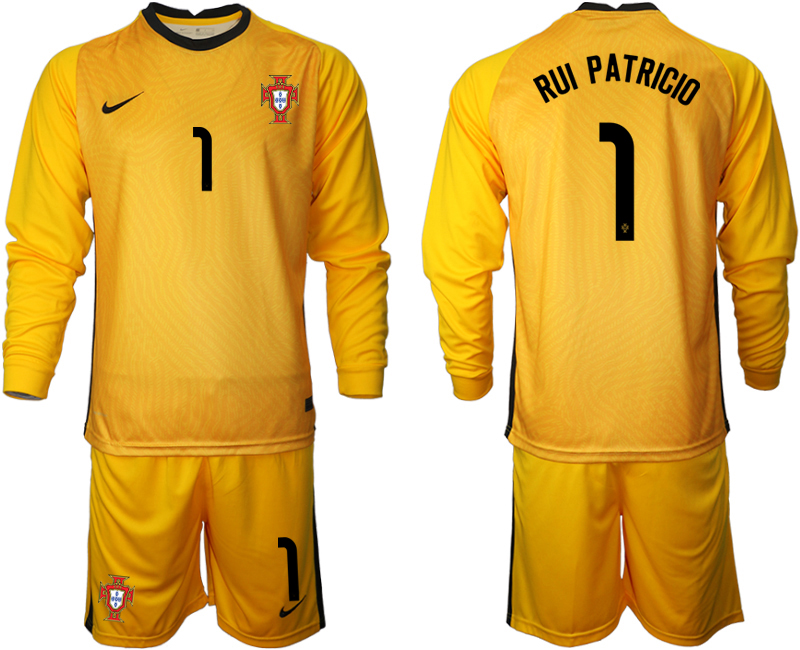 2020-21 Portugal yellow goalkeeper 1# RUI PATRICIO long sleeve soccer jerseys