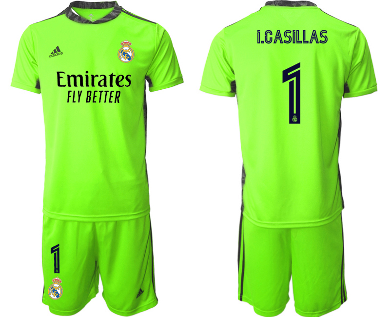 2020-21 Real Madrid 1 ICASILLAS Fluorescent Green Goalkeeper Soccer Jersey