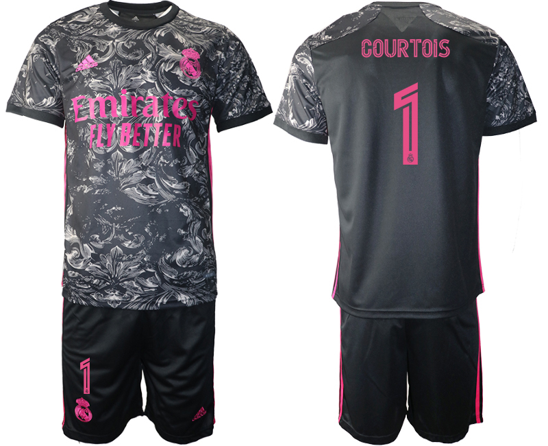 2020-21 Real Madrid away 1# COURTOIS black soccer jerseys