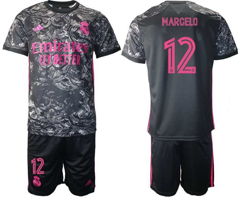 2020-21 Real Madrid away 12# MARCELO black soccer jerseys