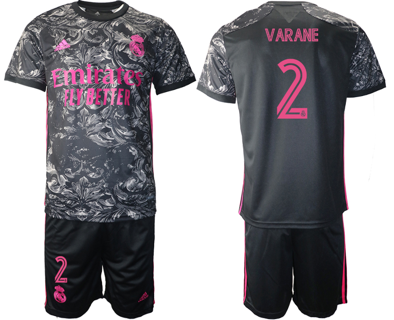 2020-21 Real Madrid away 2# VARANE black soccer jerseys