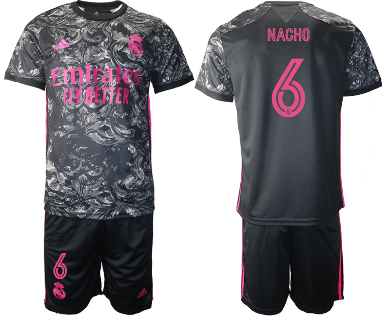 2020-21 Real Madrid away 6# NACHO black soccer jerseys